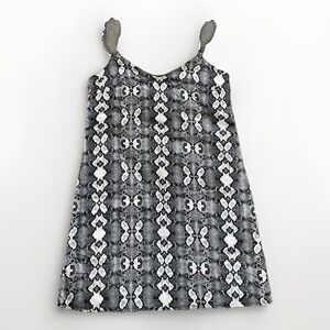 French Connection Spaghetti Strap Slip Dress Size 0 Black White Snakeskin Y2K